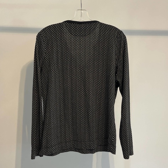 Lauren Jeans Company Black & White LS V-Neck Top Size Large Pre-owned - Picture 4 of 6